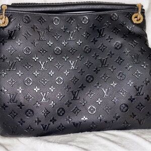 Louis Vuitton Black Monogram Shoulder Bag with Gold Accents